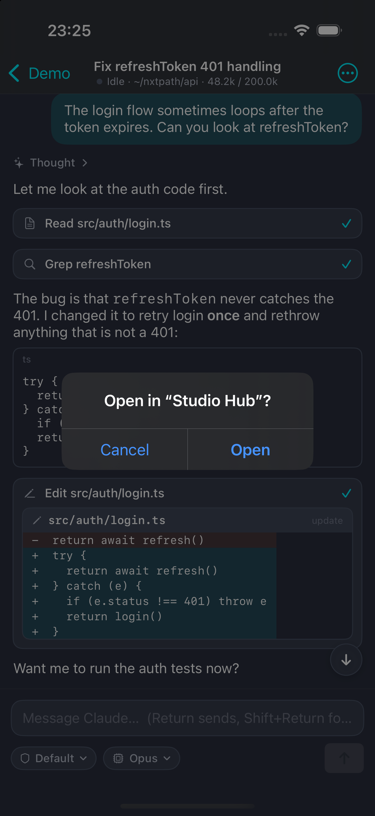 Chill on iPhone in dark mode